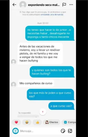 COLEGIO MALVINAS, AMENAZAS