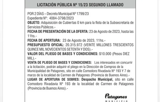 licitacion 15