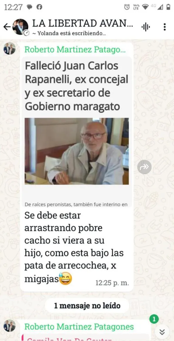 JUAN CARLOS RAPANELLI EN LOS POSTEOS DE LA LIBERTAD AVANZA