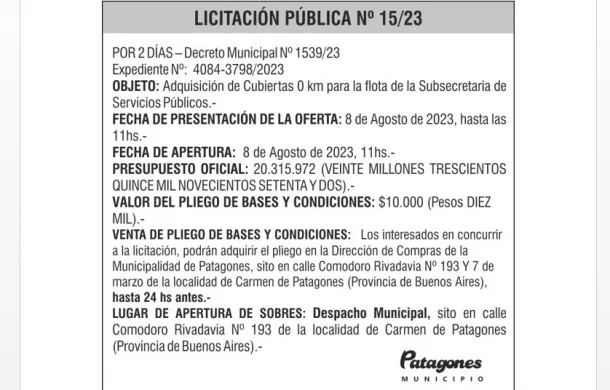 licitacion 15