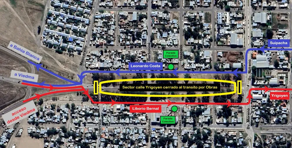 CALLE IRIGOYEN, OBRA, DESVIOS