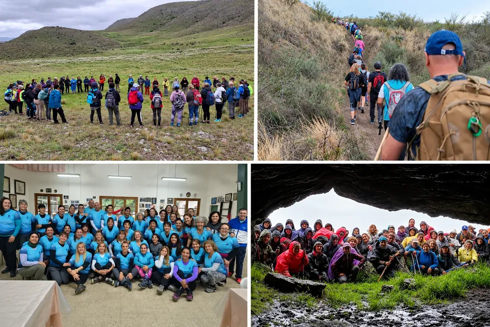 Collage de aventura y compañerismo al aire libre