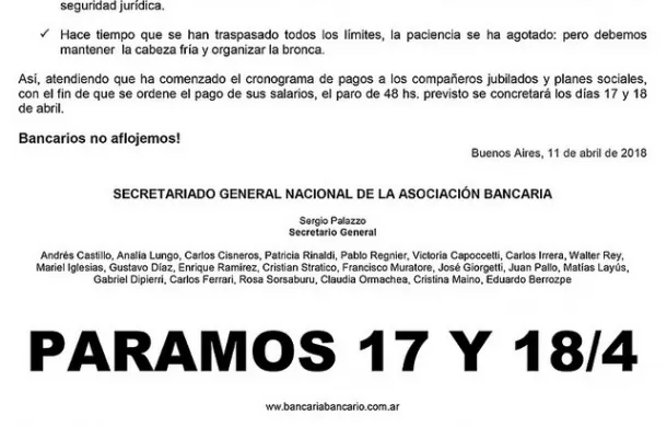 paro bancos