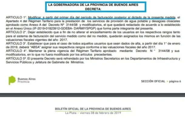 absa agua decreto tarifazo