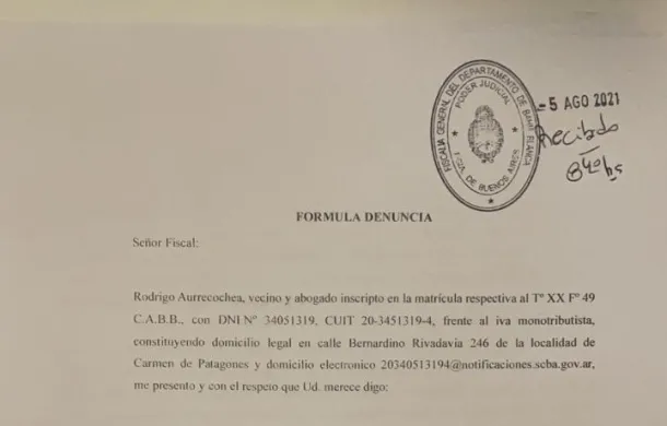 parque industrial rodrigo aurrecochea denuncia penal